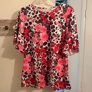 Floral Leopard Print Women's Blouse